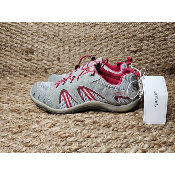 NEW SPEEDO WOMEN'S HYDRO VELOCITY PERFORMANCE WATER SHOES SIZE 10 RED GRAY KAYAK - Picture 1 of 12